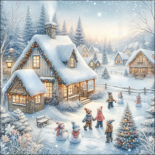 Decoupage Napkins 6.5"  (2pcs)- Winter in Backyard