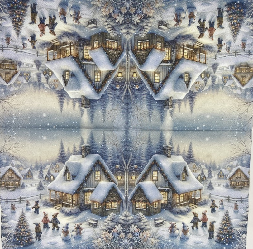 Decoupage Napkins 6.5"  (2pcs)- Winter in Backyard