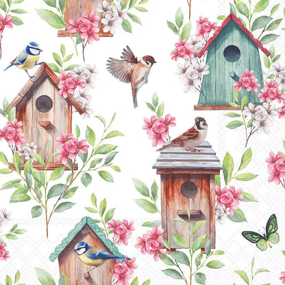 Decoupage Napkins 6.5" (2pcs)- Wooden Birdhouses