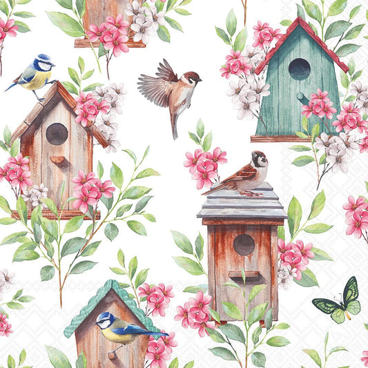 Decoupage Napkins 6.5" (2pcs)- Wooden Birdhouses