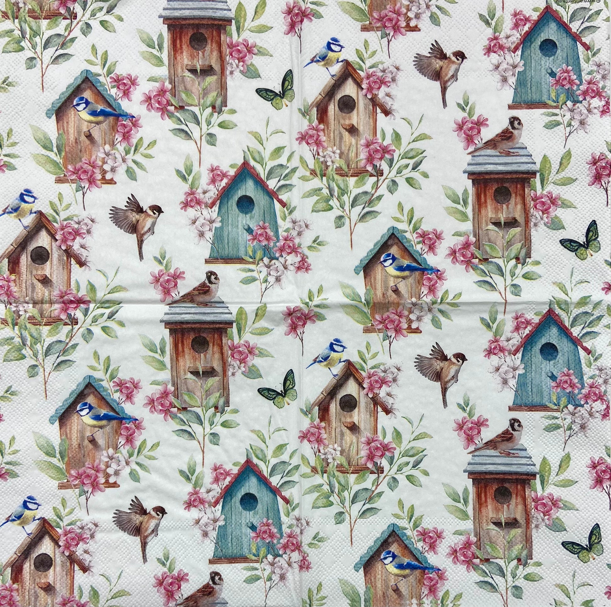 Decoupage Napkins 6.5" (2pcs)- Wooden Birdhouses