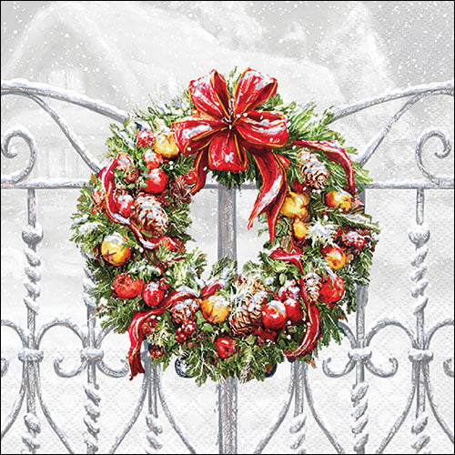 Decoupage Napkins 6.5"  (2pcs)- Wreath On Fence