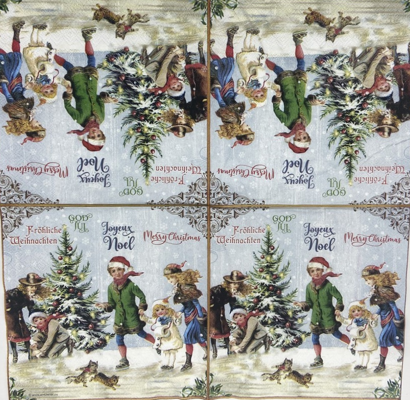 Decoupage Napkins 6.5"  (2pcs)- X-Mas On Ice
