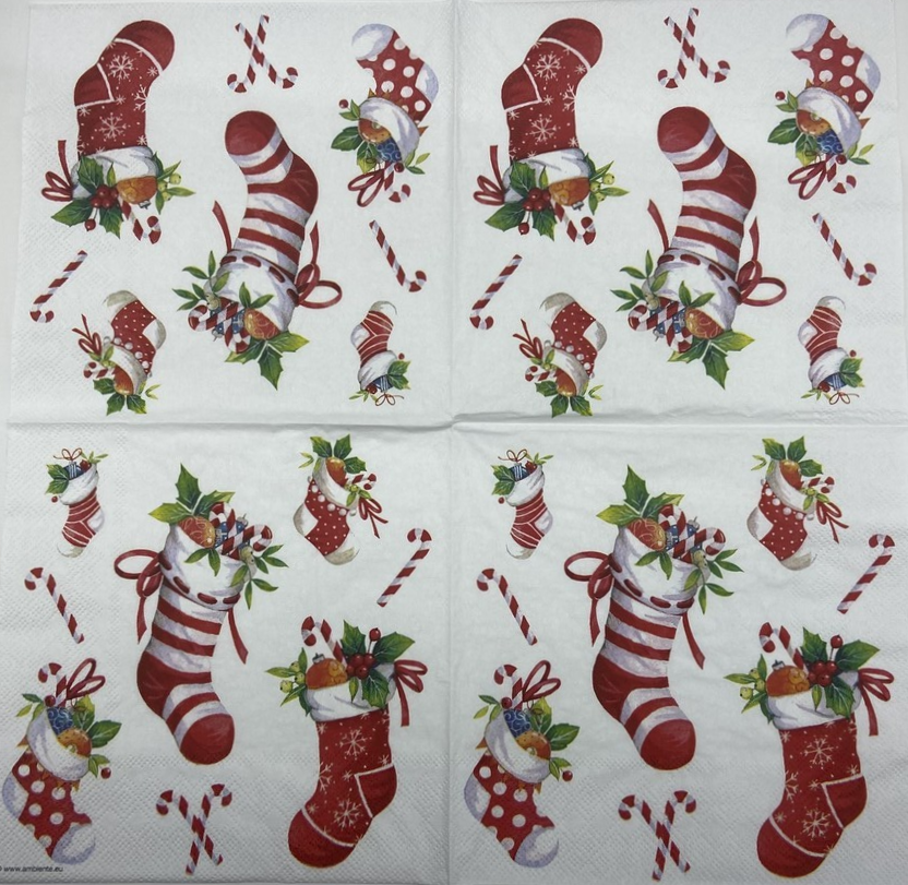 Decoupage Napkins 6.5"  (2pcs)- X-Mas Stockings