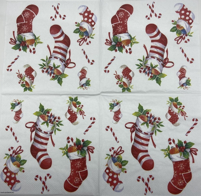 Decoupage Napkins 6.5"  (2pcs)- X-Mas Stockings