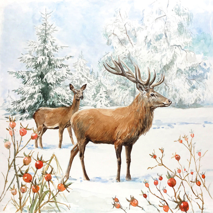 ninnys napkins for decoupage deer in snow