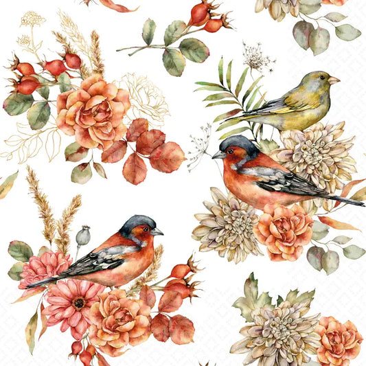 Decoupage Napkins, Lunch 6.5"  (2pcs)- Bird Song Fall