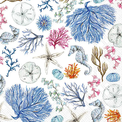 Decoupage Napkins, Lunch 6.5"  (2pcs)- Blue Coastal