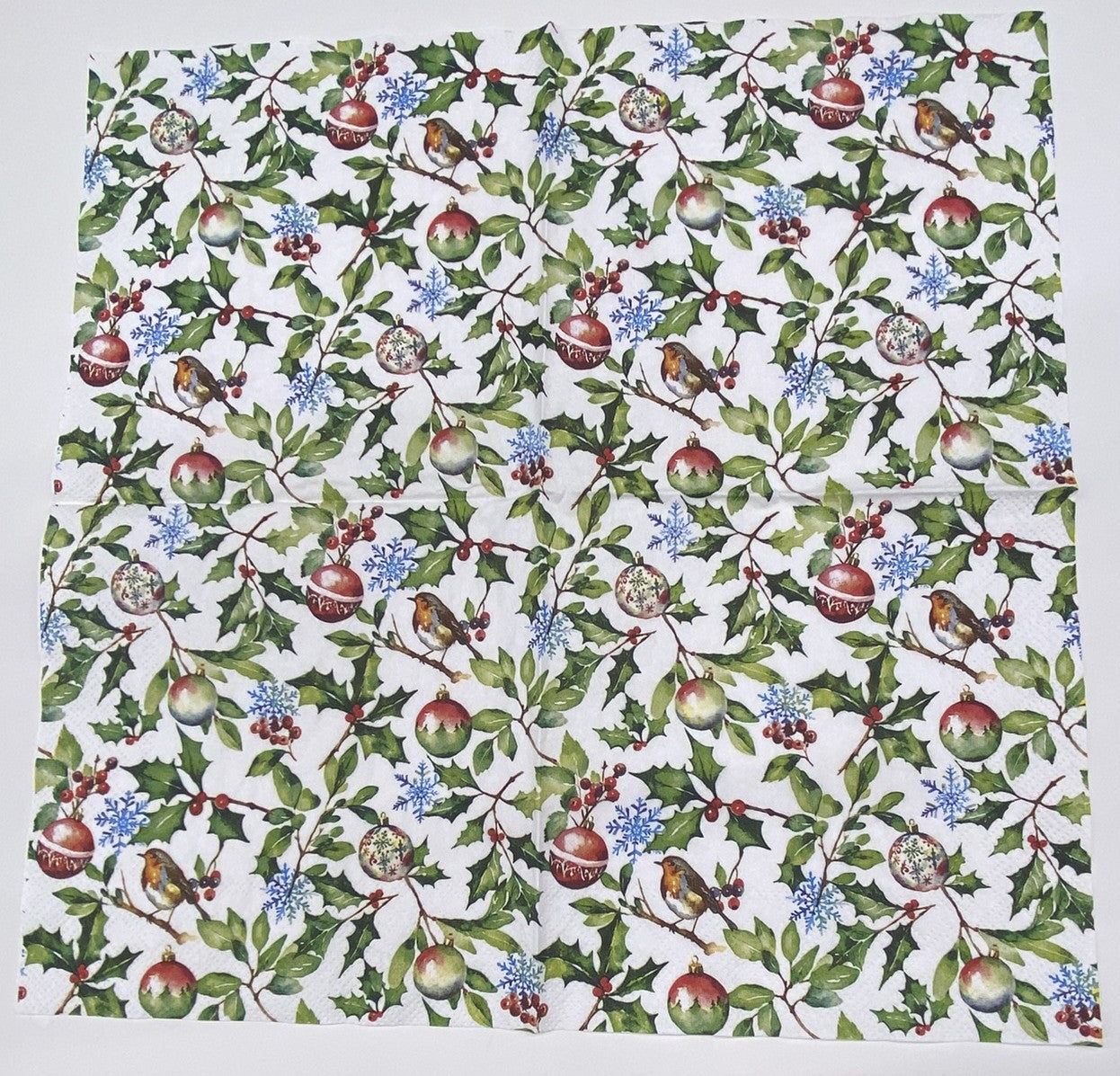 Decoupage Napkins, Lunch 6.5"  (2pcs)- Christmas Holly