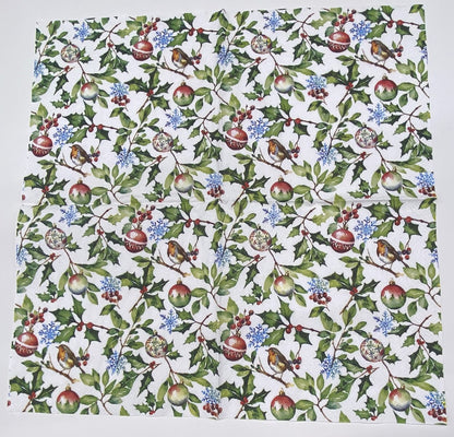 Decoupage Napkins, Lunch 6.5"  (2pcs)- Christmas Holly