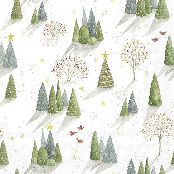 Decoupage Napkins, Lunch 6.5"  (2pcs)- Decorated Tree
