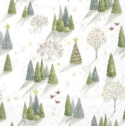 Decoupage Napkins, Lunch 6.5"  (2pcs)- Decorated Tree
