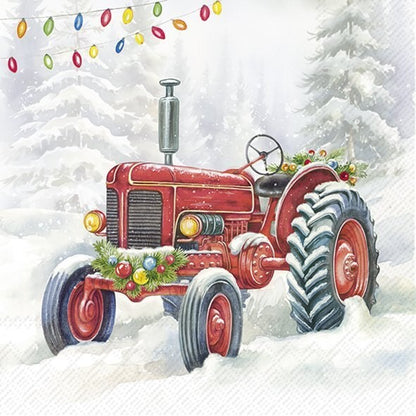 Decoupage Napkins, Lunch 6.5"  (2pcs)- Festive Tractor