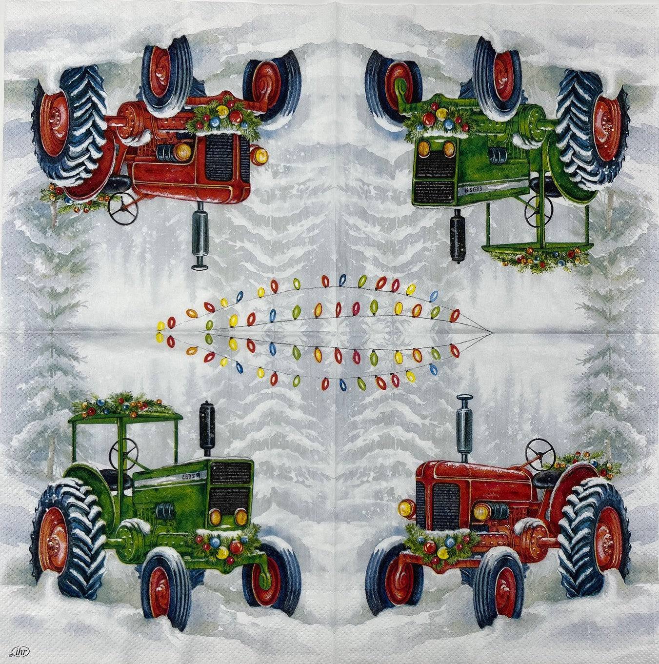Decoupage Napkins, Lunch 6.5"  (2pcs)- Festive Tractor