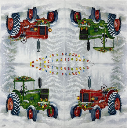 Decoupage Napkins, Lunch 6.5"  (2pcs)- Festive Tractor