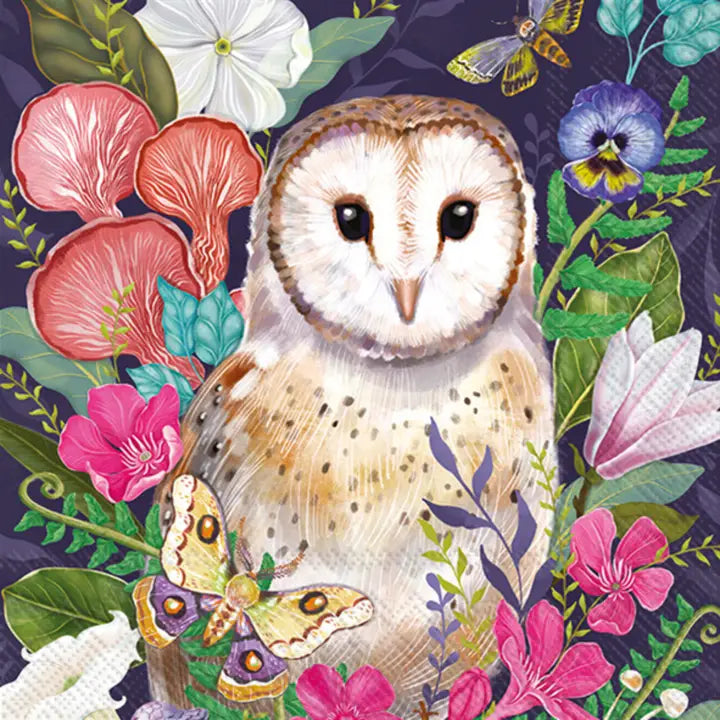 Decoupage Napkins, Lunch 6.5"  (2pcs)- Floral Barn Owl