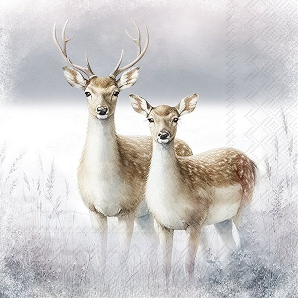 Decoupage Napkins, Lunch 6.5"  (2pcs)- Magic Winter Deers