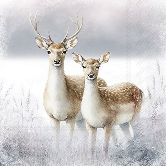 Decoupage Napkins, Lunch 6.5"  (2pcs)- Magic Winter Deers