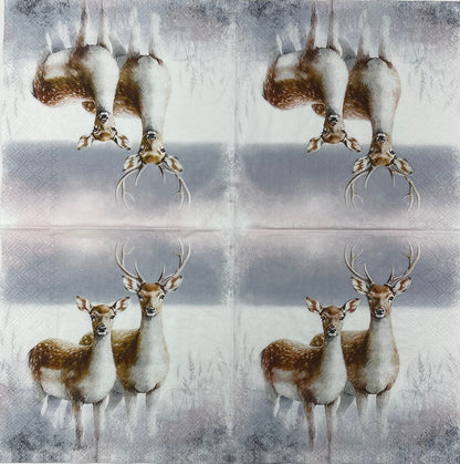 Decoupage Napkins, Lunch 6.5"  (2pcs)- Magic Winter Deers