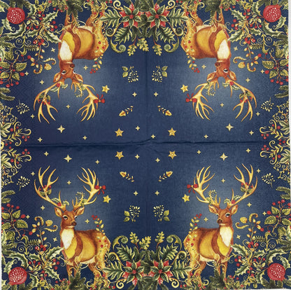 Decoupage Napkins, Lunch 6.5"  (2pcs)- Opulent Deer