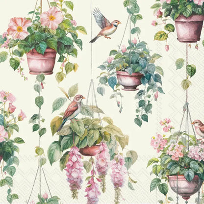 Decoupage Napkins, Lunch 6.5"  (2pcs)- Pink Flower Basket