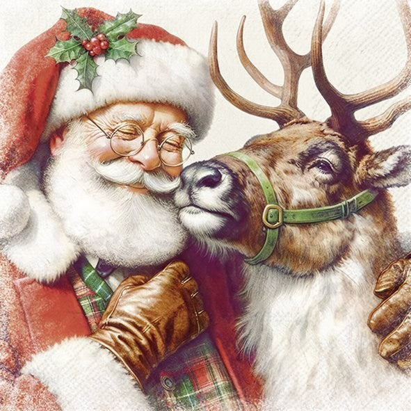 Decoupage Napkins, Lunch 6.5"  (2pcs)- Santa's Best Friend