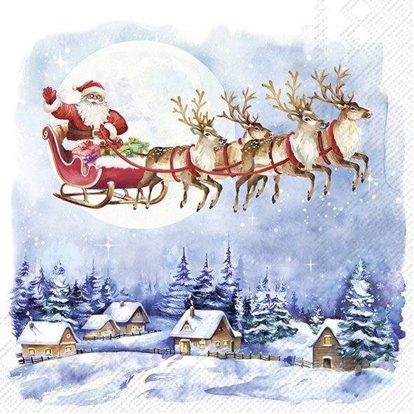 Decoupage Napkins, Lunch 6.5"  (2pcs)- Santa's Wonderland