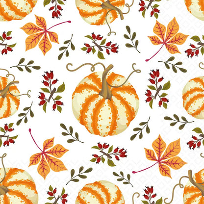 Decoupage Napkins, Lunch 6.5"  (2pcs)- Scattered Pumpkins Fall