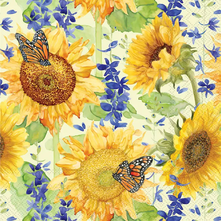 Decoupage Napkins, Lunch 6.5"  (2pcs)- Sunflower & Larkspur