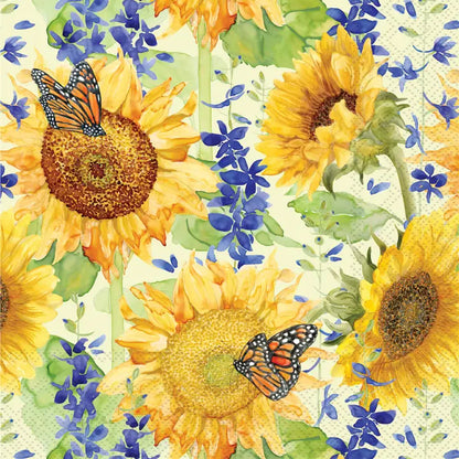 Decoupage Napkins, Lunch 6.5"  (2pcs)- Sunflower & Larkspur