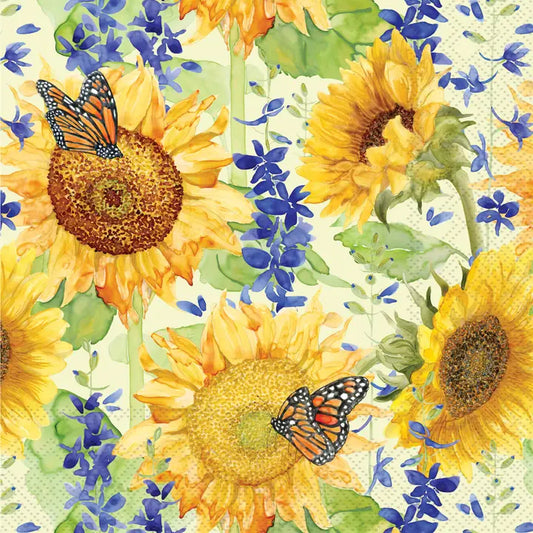 Decoupage Napkins, Lunch 6.5"  (2pcs)- Sunflower & Larkspur