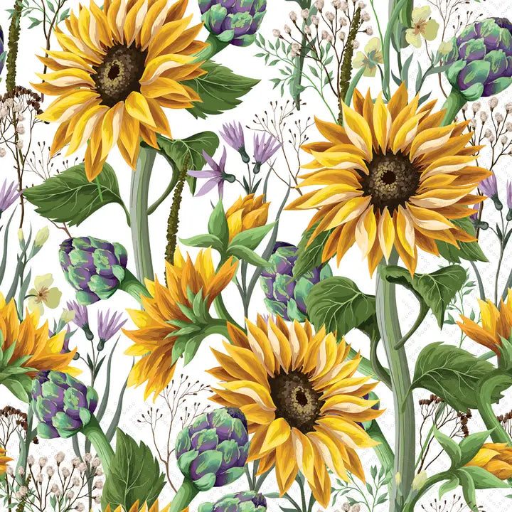 Decoupage Napkins, Lunch 6.5"  (2pcs)- Sunflower Meadows