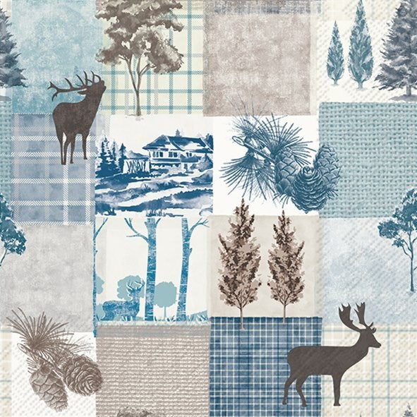 Decoupage Napkins, Lunch 6.5"  (2pcs)- Winter Collage