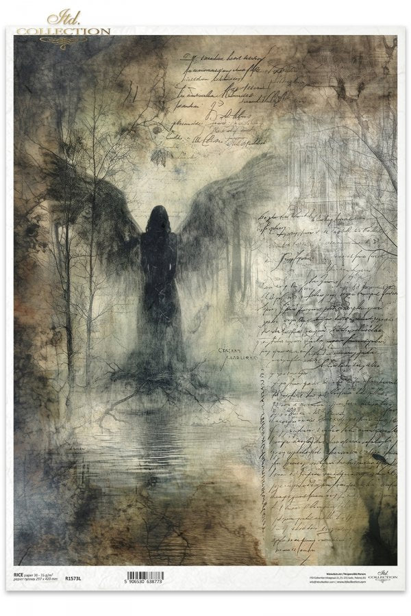 Decoupage Rice Paper - Angel of Shadows A3