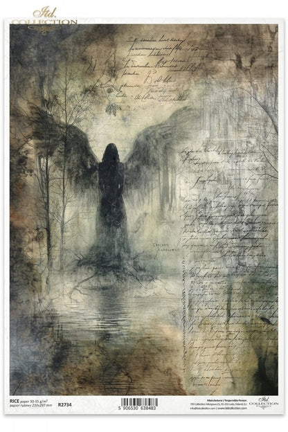 Decoupage Rice Paper - Angel of Shadows A4