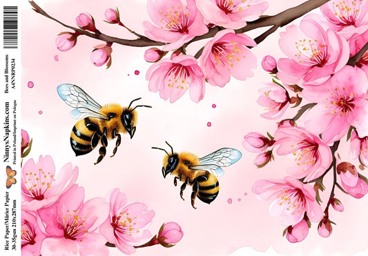 Decoupage Rice Paper - Bees