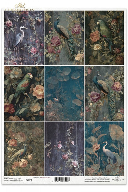 Decoupage Rice Paper - Botanical Boudoir, MiniaturesA4