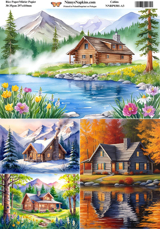 Decoupage Rice Paper - Cabins
