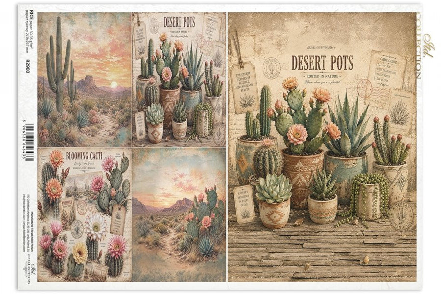 Decoupage Rice Paper - CactiA4
