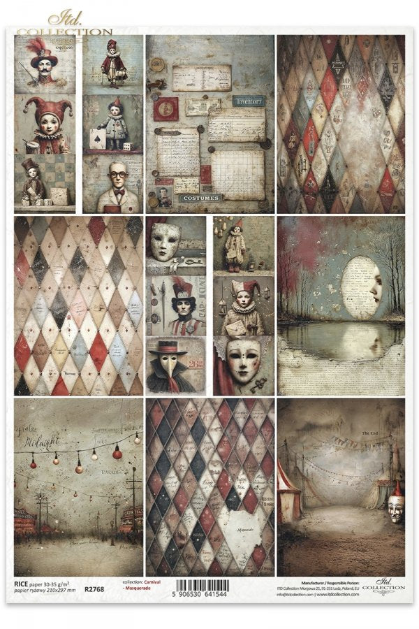 Decoupage Rice Paper - Carnival, MasqueradeA4