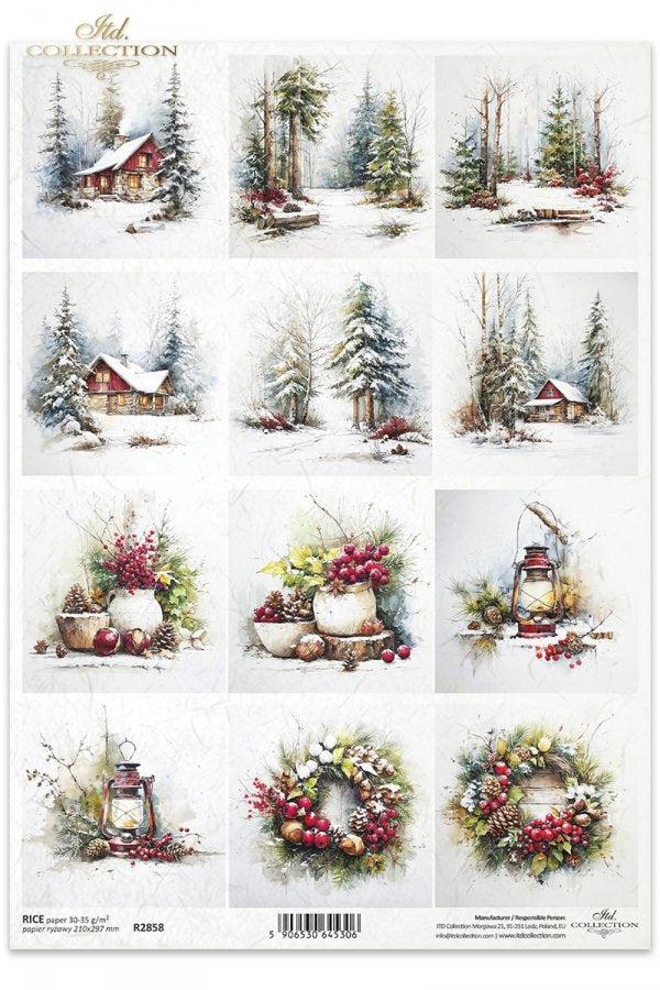 Decoupage Rice Paper - ChristmasA4