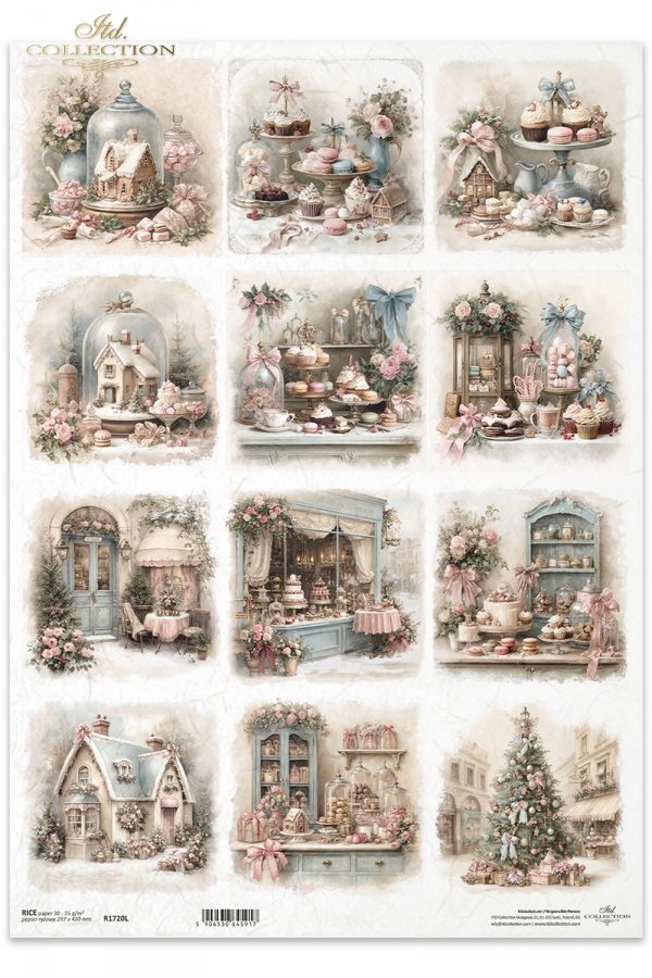 Decoupage Rice Paper - Christmas BakeryA3