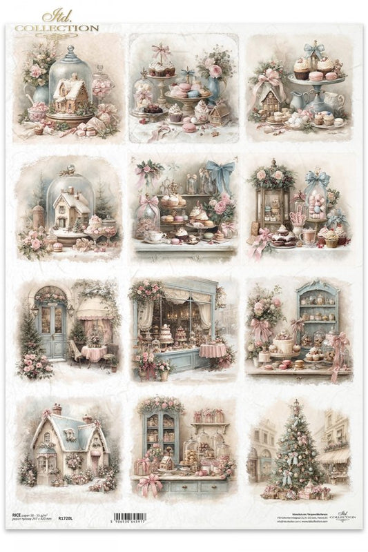 Decoupage Rice Paper - Christmas BakeryA3