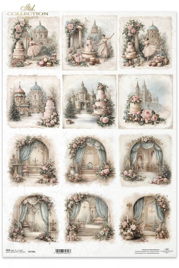 Decoupage Rice Paper - Christmas BallerinaA3