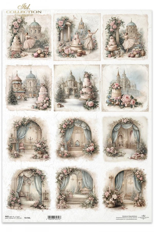 Decoupage Rice Paper - Christmas BallerinaA3