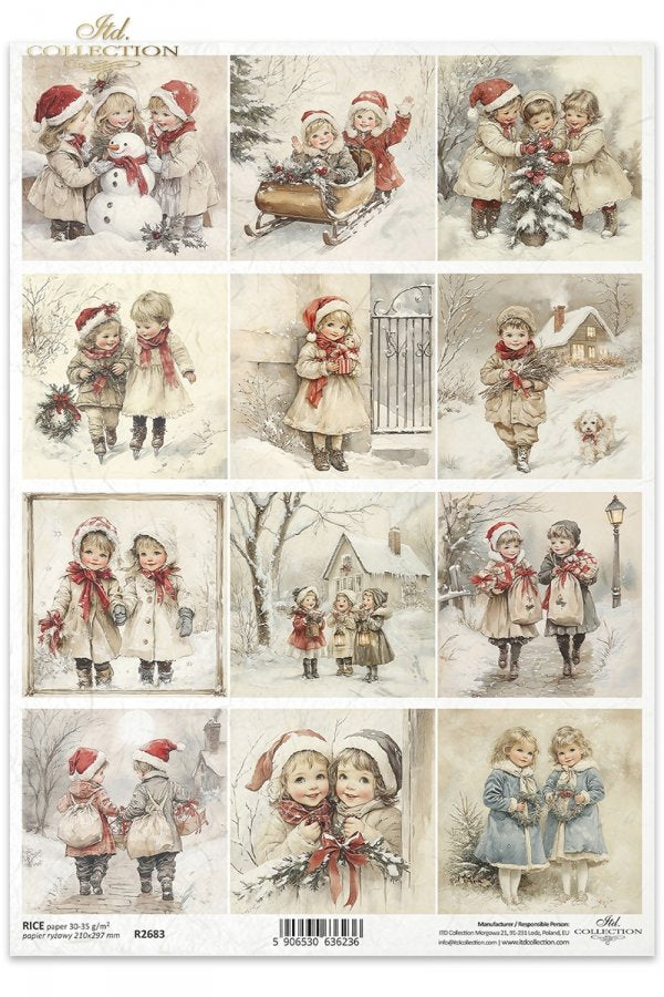 Decoupage Rice Paper - Christmas Children (Special Pre-Order)A4