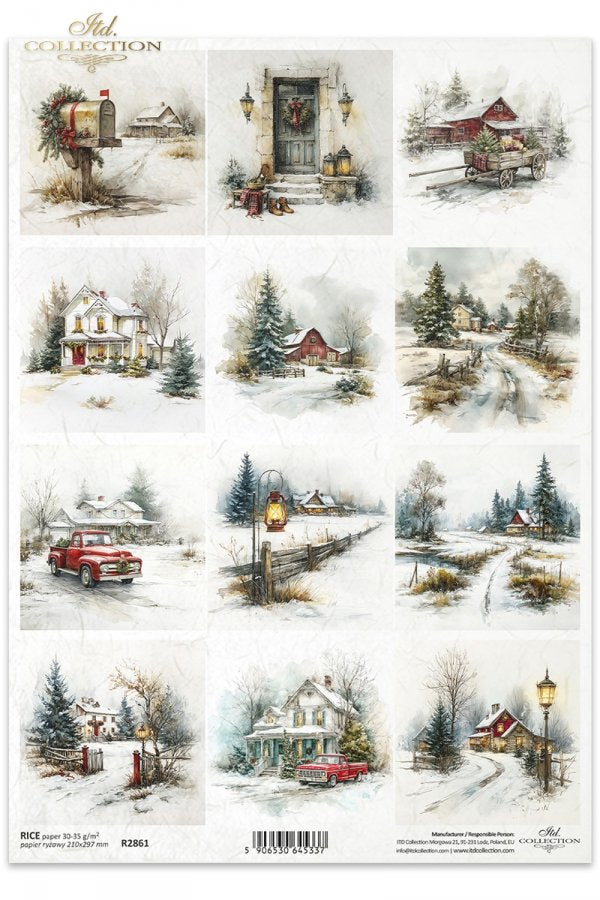Decoupage Rice Paper - Christmas, CountrysideA4