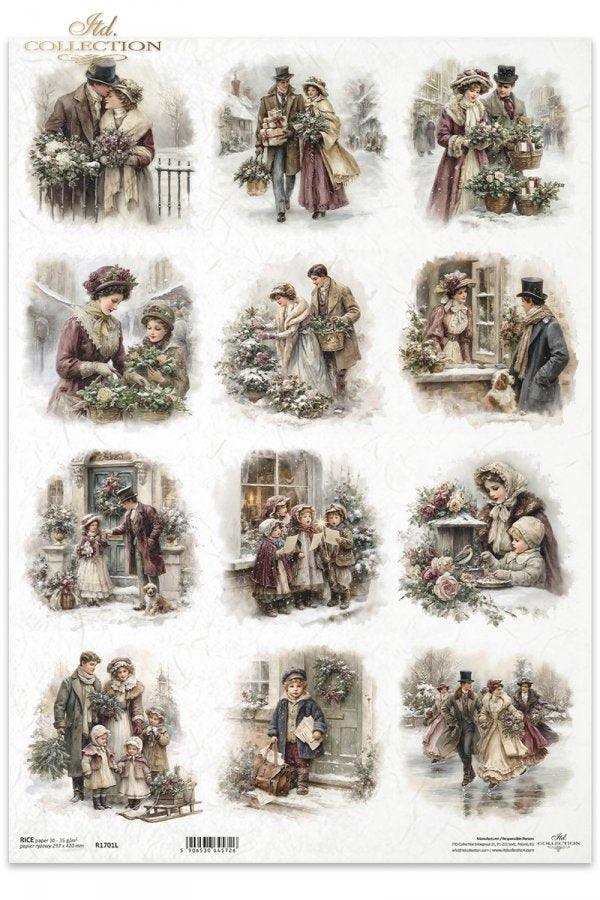 Decoupage Rice Paper - Christmas, FamilyA3