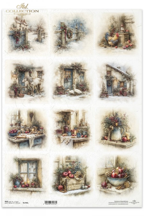 Decoupage Rice Paper - Christmas, FarmA3