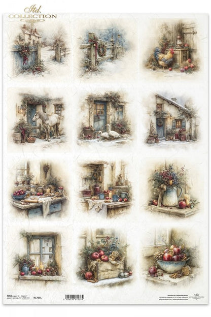 Decoupage Rice Paper - Christmas, FarmA3